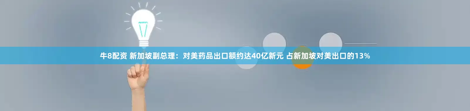 牛8配资 新加坡副总理：对美药品出口额约达40亿新元 占新加坡对美出口的13%